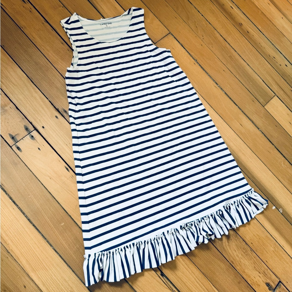 Lands End Blue and White Girls Dress/Cover up